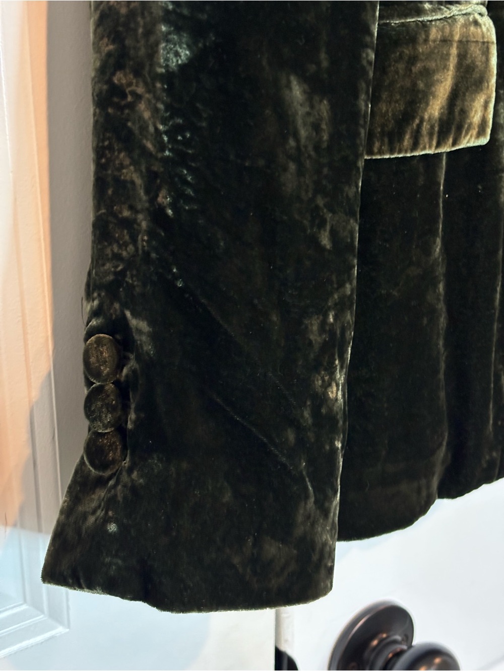Frame Deep Moss Green Crushed Velvet Single Button Blazer 8 - Picture 6 of 12